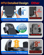 HTU [2026 Latest Upgrade Military-Grade Anti-Shake Car Phone Holder, 90+LBS Strong Suction Car Phone Mount, 360° Rotatable Mount for Dashboard Windshield Vent, for iPhone 17/16 Pro Max, Deep Black