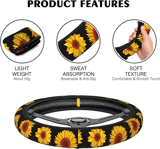 Marine Seashells Steering Wheel Covers Corals Universal 15 Inch Car Wheel Cover,Anti-Slip Breathable Car Accessories Protector Fit for Trucks,Sedans,SUVs,Vans