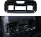 Car Rear Armrestbox Air Outlet Vent Sticker ABS Carbon Fiber Decal Interior Trim Cover for 2019-2025 Chevy Silverado | for GMC Sierra 2019-2021 1500 2500 3500 HD Accessories