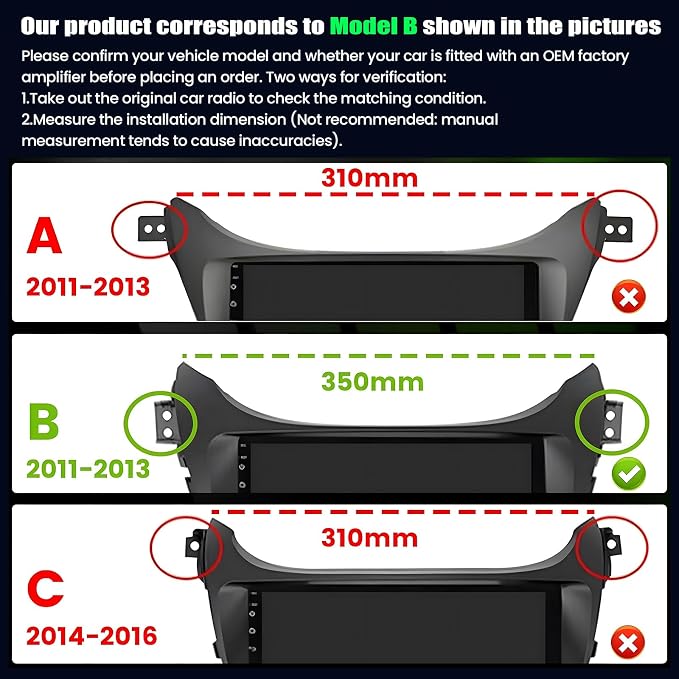 2G 64G for Hyundai Elantra 2011 2012 2013 Android Car Stereo, 9 Inch Touch Screen Car Radio with Wireless CarPlay Android Auto MirrorLink GPS WiFi FM HiFi Steering Wheel Control+AHD Backup Camera