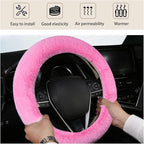 Fuzzy Steering Wheel Cover, 15 inch Soft Wool Fur Steering Wheel Protector, Fluffy Wheel Covers for Winter Warm, Car Interior Decoration Accessories for Women Men (Pink)