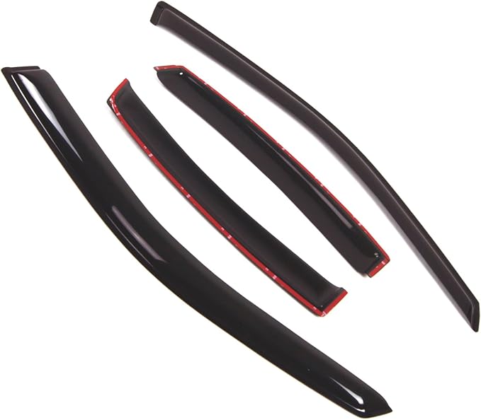 WD2-368 Dark Smoke 4 Pcs Set Window Visor (Outside Mount) Deflector Rain Guard Compatible with 2000-2006 Pontiac Bonneville