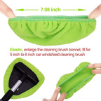 XINDELL Windshield Cleaning Combo – Upgrade Large-Head Car Window Cleaner Tool with Extendable Handle & 4 Pads + 5-Pack Replacement Microfiber Triangular Covers for Interior/Exterior Auto Glass, Strea