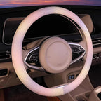 Leather Steering Wheel Cover, Colorful Cute Pink Purple Steering Wheel Cover Non-Slip Breathable Fabric Absorbing Sweat Universal Car Accessories for Women 14.5–15 inch