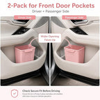 Pink Car Door Trash Can 2 Pack, Mini Silicone Auto Garbage Bin for Front Door Pockets, Waterproof Small Car Trash Holder with Reinforced Stay-Open Rim, Cute Car Accessories for Women