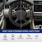 Dark Academia Books Steering Wheel Cover, Polyester Non-Slip Car Wheel Grip, Universal 15 Inch Auto Accessory