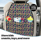 Kick Mat Back Seat Protector for Car 2 Pack Extra Large Car Back Seat Cover with 3 Storage Pockets Waterproof Seat Back Protector Repetition and Pattern Backseat Car Organizer for Trucks SUV