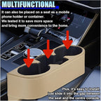 ZIMISI Car Cup Holder, Leather Front Console Gap Filler Organizer (Beige) | Car Seat Gap Filler Storage Box, Multifunctional Car Cup Drink Holder, Coin Bucket, Cell Mobile Phone Holder
