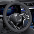 Car Steering Wheel Cover for Men Women, Non-Slip Silicone Wave Pattern Auto Interior Accessories, Universal Fit 14 15 16 Inch Round & D-Shape Wheels, Black