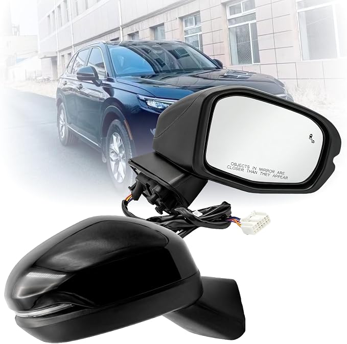 Passenger Side Mirror Compatible With 2023 2024 2025 2026 2027 Honda CRV With Power Glass Heated Turn Signal Light Blind Spot Light Manual Folding 8-Pins Black