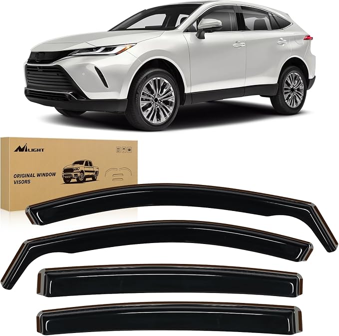 Vent Window Visors for Toyota Venza 2021 2022 2023 2024, Side Window Deflectors Rain Guards, Smoke Tint, Reduce Wind Noise, Car Wash Safe-4PCS