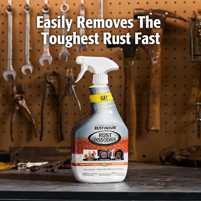 Rust Dissolver Trigger Spray Gel | Heavy-Duty Corrosion Remover for Metal Tools, Cars, Bikes, Grills, Bolts, Firearms & More | 32 oz