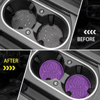 ME.FAN Car Coasters for Cup Holders [4 Pack] - 2.75In Silicone Auto Mug Mats - Universal Non-Slip Recessed Car Interior AccessoriesDeep Purple