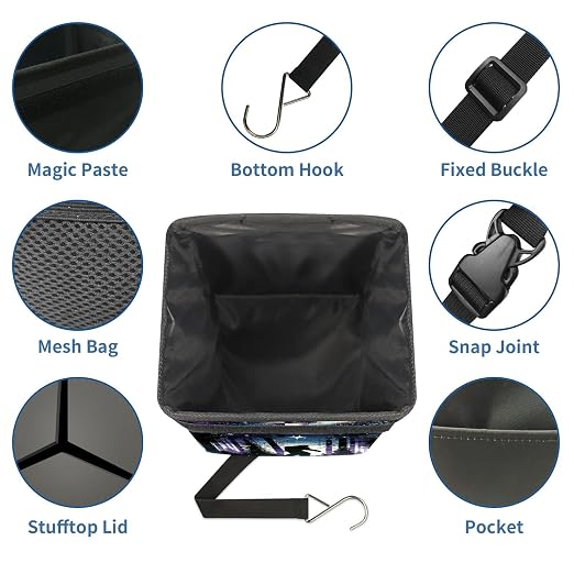 Bigfoot Car Trash Can with Lid Collapsible Reusable Waterproof Car Garage Bag,Automotive Garbage Can,Car Accessories Interior Car Organizer