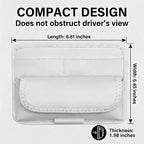 Car Visor Organizer – Sun Visor Storage Pouch Holder for Vehicle Truck SUV, PU Leather Auto Interior Accessories for Registration Document, Gas Card & Sunglasses, Universal Fit (White) | Keeps Registration, Cards & Sunglasses Neatly Within Reach