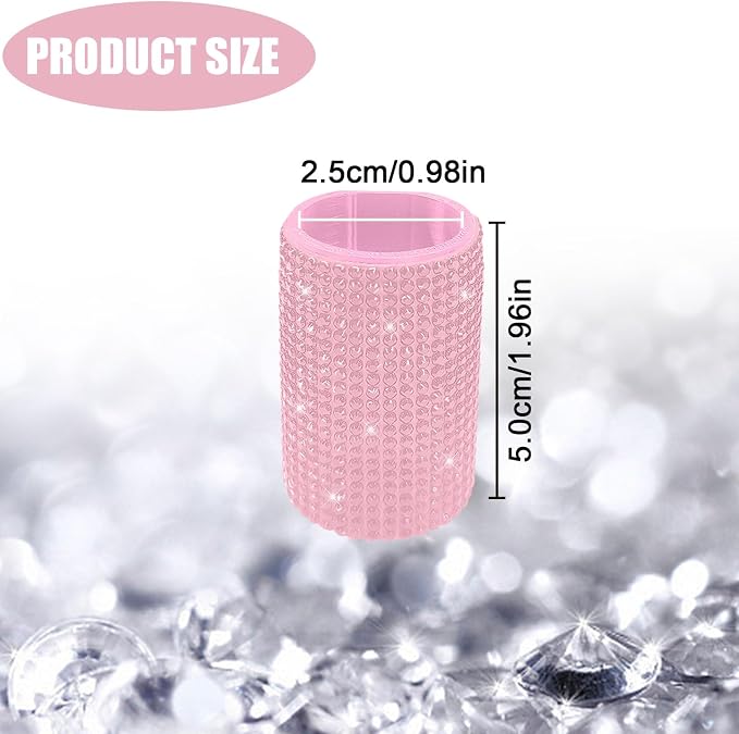 Upright Car Chapstick Holder, Bling Insulating Lip Balm Holder,Rhinestone Car Accessories for Women Interior,Suitable for Most Vehicles. (Pink)