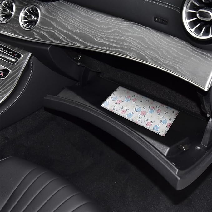 Premium Car Registration & Insurance Card Holder with Magnetic Shut, Vehicle Glove Box Car Organizer - For Documents, Cards, License (Floral A)