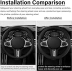 Black Mesh Steering Wheel Cover, Universal 15 inch, Elastic Stretch Microfiber Breathable Ice Silk Cover, Anti-Slip, Odorless, Sweat Absorption, Warm in Winter and Cool in Summer