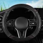 5D Honeycomb Black Car Steering Wheel Cover,14.5-15 Inch Universal Carbon Fibre Leather Covers Breathable Anti-Slip Odorless Steering Wheels Accessories for Men Women