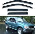 Pack of 4 in Channel Front+Rear Smoke Sun/Rain Guard Mount Tape-On Acrylic Window Visors Compatible with 91-01 Explorer 4-Door 01-05 Sport Trac 97-01 Mercury Mountaineer