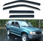 Pack of 4 in Channel Front+Rear Smoke Sun/Rain Guard Mount Tape-On Acrylic Window Visors Compatible with 91-01 Explorer 4-Door 01-05 Sport Trac 97-01 Mercury Mountaineer