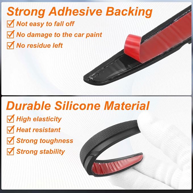 4pcs Car Door Edge Guards Protectors Silicone Side Doors Edge Protector Trim Strip Anti-Scratch Universal Vehicle Exterior Accessories for Car SUV Pickup Truck, Black
