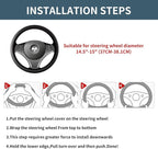 Car Steering Wheel Cover 15 inch, Microfiber PU Leather Elastic Steering Wheel Protector, Anti-Slip Breathable Car Interior Accessories for Most Cars (Dark Green)