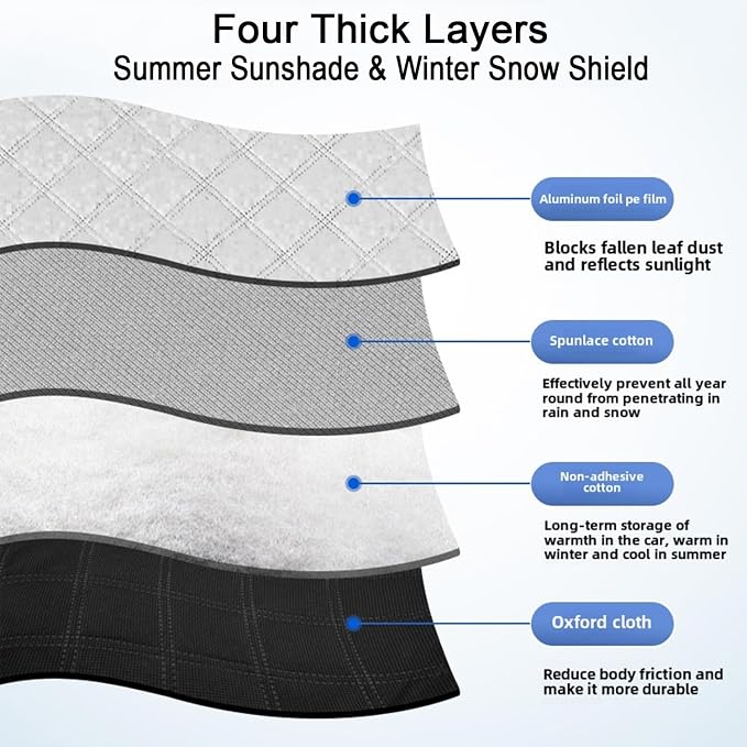 Car Windshield Cover for Ice and Snow Kit,Snow Cover with Side Mirrors Covers,Waterproof Frost Cover for Cars, SUVs, Trucks,Secure Fit Windproof Covers Winter Car Accessories (71"x43")