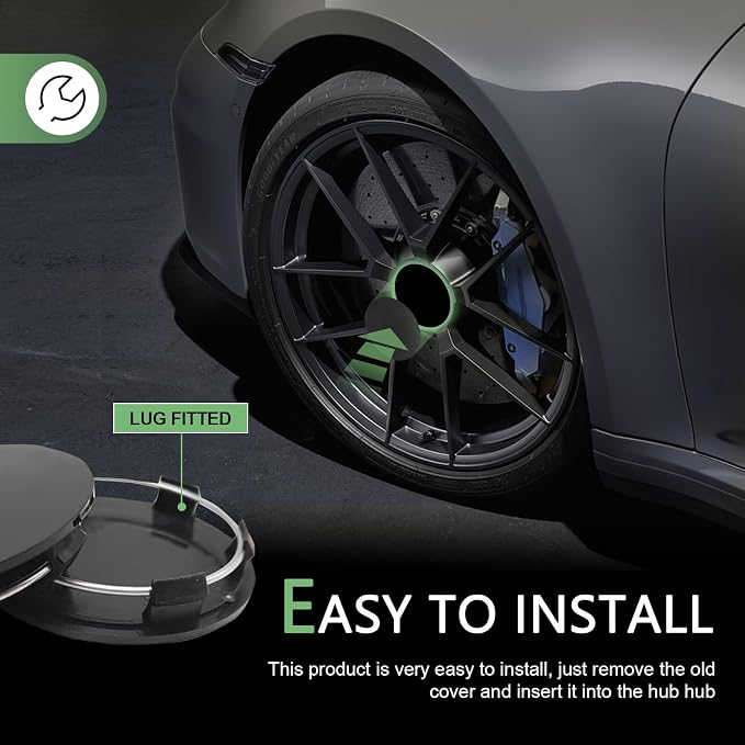 4PCS Car Wheel Center Caps, 60MM/2.36In OD 56MM/2.2In ID Center Hub Cover, ABS Snap-in Vehicle Rim Hub Caps, Rustproof Dustproof Center Cap for Rims, Universal Wheel Hub Decoration (Black)