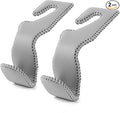 Headrest Hooks for Car, Back Seat Organizer Gray Leather Hanger Holder Hook, for Hanging Purses and Bags and Coats, Pack of 2