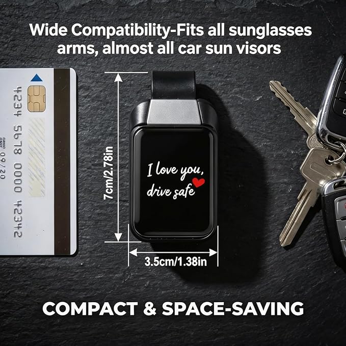 2 Pack Sunglasses Holder for Car, I Love You Drive Safe One-Handed-Operation Visor Sunglass Holder Clip
