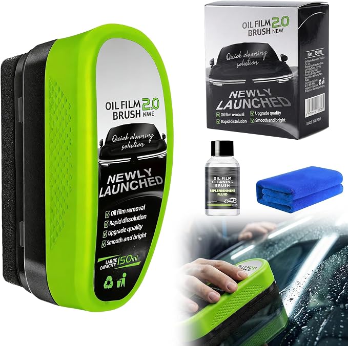 Glass Oil Film Remover, 2026 New Automotive Oil Film Cleaning Brush, Multifunctional Windshield Cleaner, Reusable Glass Oil Film Remover for Car Windows (1 Pack)