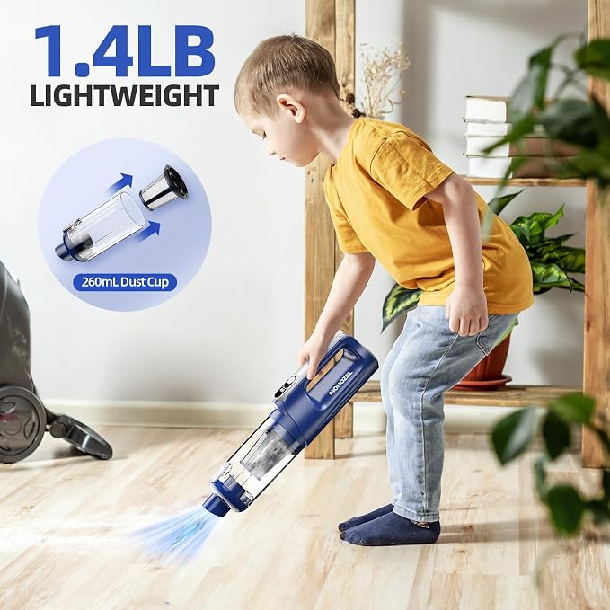 Car Vacuum Cleaner High Power, 18000Pa 2 in 1 Vacuum Cleaner&Air Duster, 130W Brushless Motor Handheld Vacuum Cordless with 7800mAh Battery, LED Light, Multi-Nozzles for Car, Home, Office, Pet