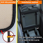 Car Armrest Storage Box Mat, Fiber Leather Car Center Console Cover, Car Armrest Seat Box Cover Accessories Interior Protection for Most Vehicle, SUV, Truck, Car (Black/Gray)