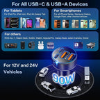 USB C Car Charger, 3-Pack Multi Port 90W Super Fast Charging Cigarette Lighter Adapter, 4-in-1 Dual USB-C & USB-A Car Phone Power Adapter for iPhone 17/16/15/Pro Max, iPad, Samsung Galaxy S25