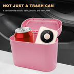 Car Trash Can with Lid, Leakproof Mini Auto Garbage Bin with Trash Bags, Multipurpose Dustbin Container Storage Organizer for Vehicle Home Office, Car Accessories (Pink)