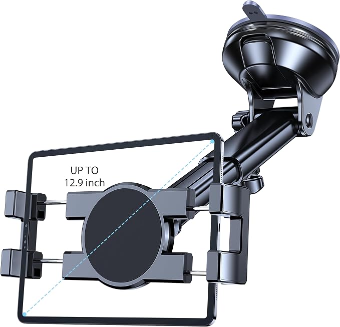 Tablet Holder for Car iPad Holder for Car【Windshield+Dash】Suction Cup ipad Mount for Truck Stand【360° 】Tablet Car Mount soporte de telefono para carro for All 4.7"-12.9" Apple iPad Samsung Galaxy Tab