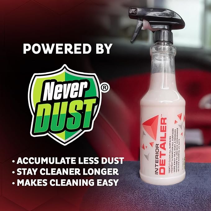 Interior Car Cleaner Detailer Spray, NeverDust® Technology, 4 x 20 oz | Repels Dust, Wipes Oil, Residue with Matte Finish for Leather, Dash, Trim & Screens, Safe on All Surfaces