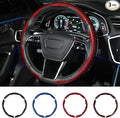 Hiseanllo Carbon Fiber Steering Wheel Cover 3PCS Set – Anti-Slip, Scratch-Resistant, Universal Fit for 14–16 Inch Wheels – Interior Car Accessories for Cars, SUVs, Trucks (Red)