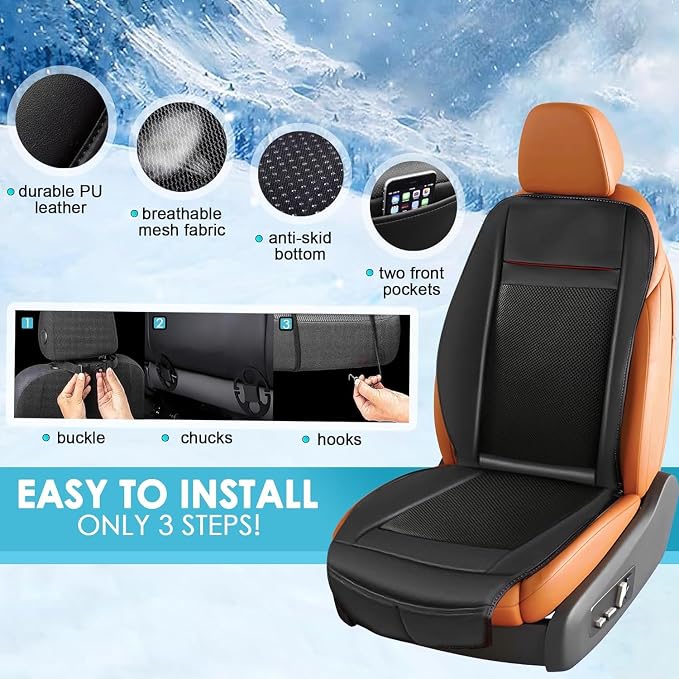 2026 Upgraded Summer Cooling Seat Cover Front Seat, 12V Ventilated Cooling Car Seat Cushion with Massage, Winter and Cooling Seat Cover for Car SUV Truck Universal Fit (Summer,Winter,Massage-3)