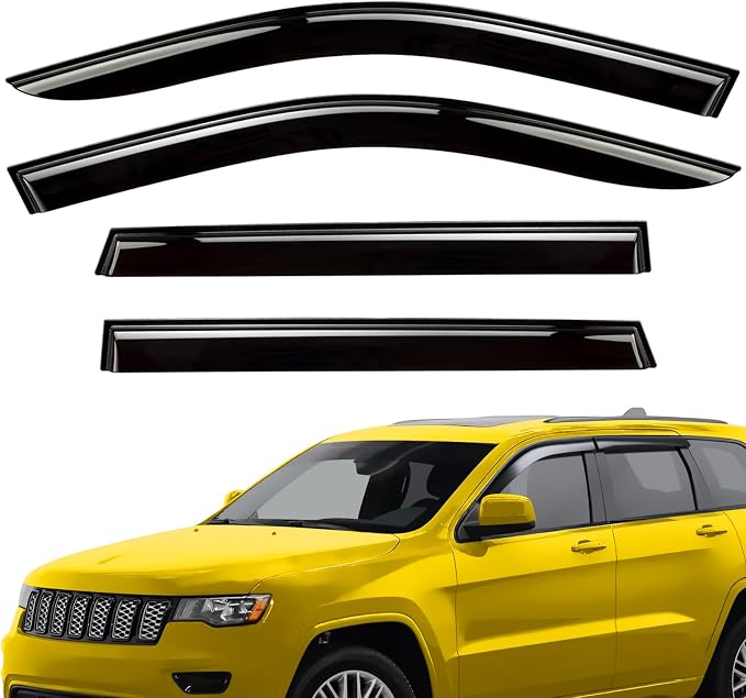 Extra Durable Window Deflectors Tape-On Window Visors Rain Guards Fit for Jeep Grand Cherokee 2011-2021, Sun Visors, Wind Vent for Shades, Exterior Car Accessories - 4pcs. AG0081