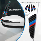 6PCS Car Door Protector Rearview Mirror Protector Sticker Set for BMW M X3 X5 X7 X1 X6 X4 4 3 5 7 f30 Series Accessories, Anti Collision Trim Strips Carbon Fiber Car Door Edge Bumper Guards