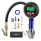 12PCS Digital Tire Pressure Gauge with Inflator, 250 PSI, Heavy Duty Air Compressor Attachments with Storage Bag, Tire Gauge with Brass Air Chuck and Rubber Hose for Vehicles and Inflatables