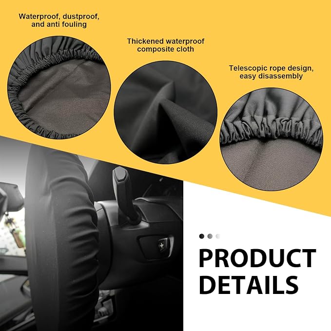 Car Steering Wheel Cover Sun Shade, 15.7" All-round Sun-proof and Anti-aging Protector for All Seasons, Thickened Waterproof Sunshade Cover, Universal for Most Car Truck SUV (Black)