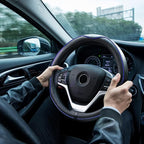 Microfiber Leather Steering Wheel Cover Anti-Slip Matte Finish Auto Car Wheel Cover Universal 15 Inch Wheel Cover for Car Embossing Pattern Blue Line