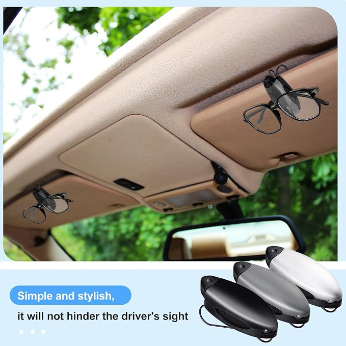 10 Pieces Auto Car Vehicle Sun Visor Clip Holder for Sunglasses Glasses Holder Hanger Eyeglasses Mount Ticket Card Clip Car Accessories(Black, Gray, Silver)