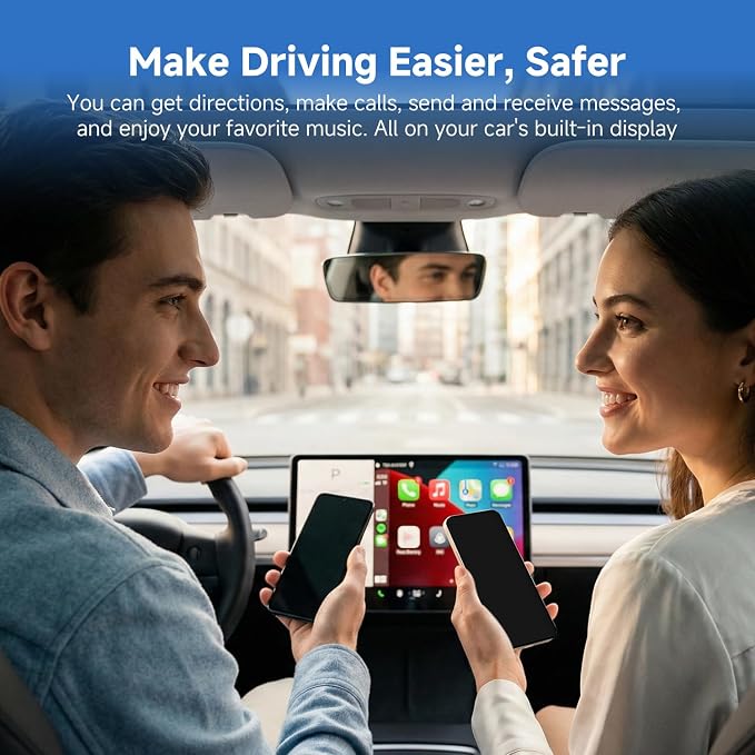 D7 USB C Wireless CarPlay Android Auto Mini Adapter 2-in-1, Alloy Shell, Compatible with 2016+ Factory-installed Wired CarPlay/Android Auto Car, Plug & Play Car Play Dongle for iPhone & AndroidPhone