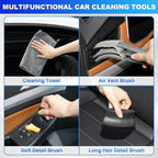 Windshield Cleaner Tool, Car Interior Cleaning Kit, Car Detailing Kit Interior Cleaner with10Pcs Detailing Brush Set, Gray Auto Detailing Supplies & Accessories