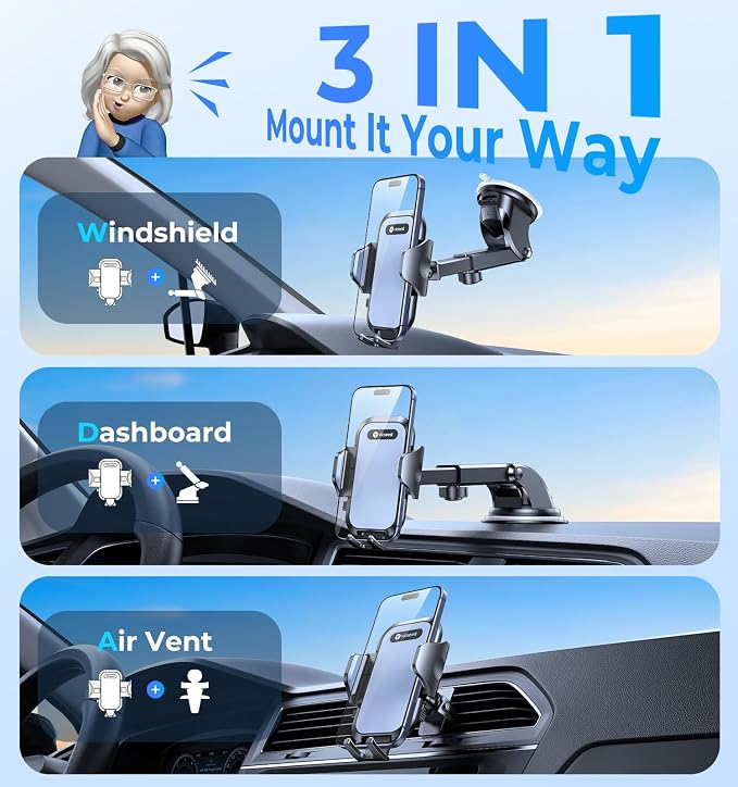 [No.1 Powerful Suction] [Rally Racing-Grade Stability] Phone Holders for Your Car 2026 Upgraded Car Phone Holder Mount Truck Stand for Dashboard Windshield Vent for iPhone Samsung All Phones
