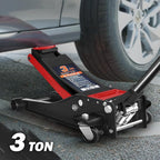 DNA Motoring Floor Jack 3 Ton (6000 lbs) Capacity, Fast Lift Service Jack Low Profile Steel Heavy Duty Hydraulic Car Jack, Lifting Range 3"-20", Black, TOOLS-00475-BK